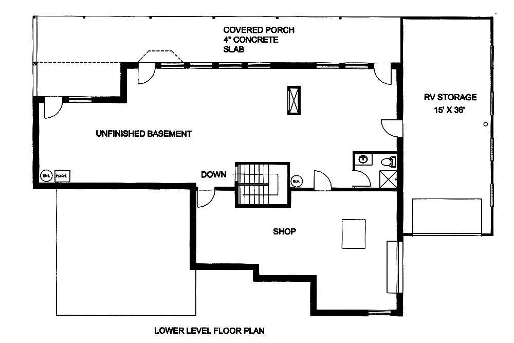 Floor Plan Basement of Modern Plan #132-1552