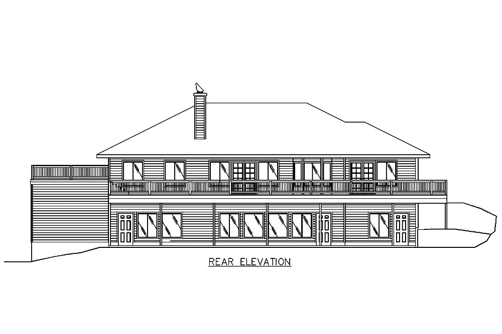 Home Plan Rear Elevation of this 2-Bedroom,3302 Sq Ft Plan -132-1552