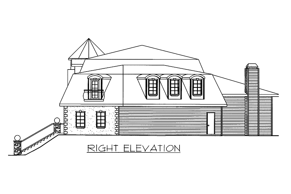 Home Plan Right Elevation of this 5-Bedroom,4730 Sq Ft Plan -132-1553