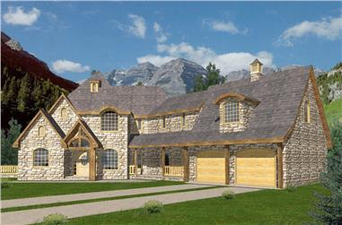 3-Bedroom, 3618 Sq Ft French House Plan - 132-1554 - Front Exterior