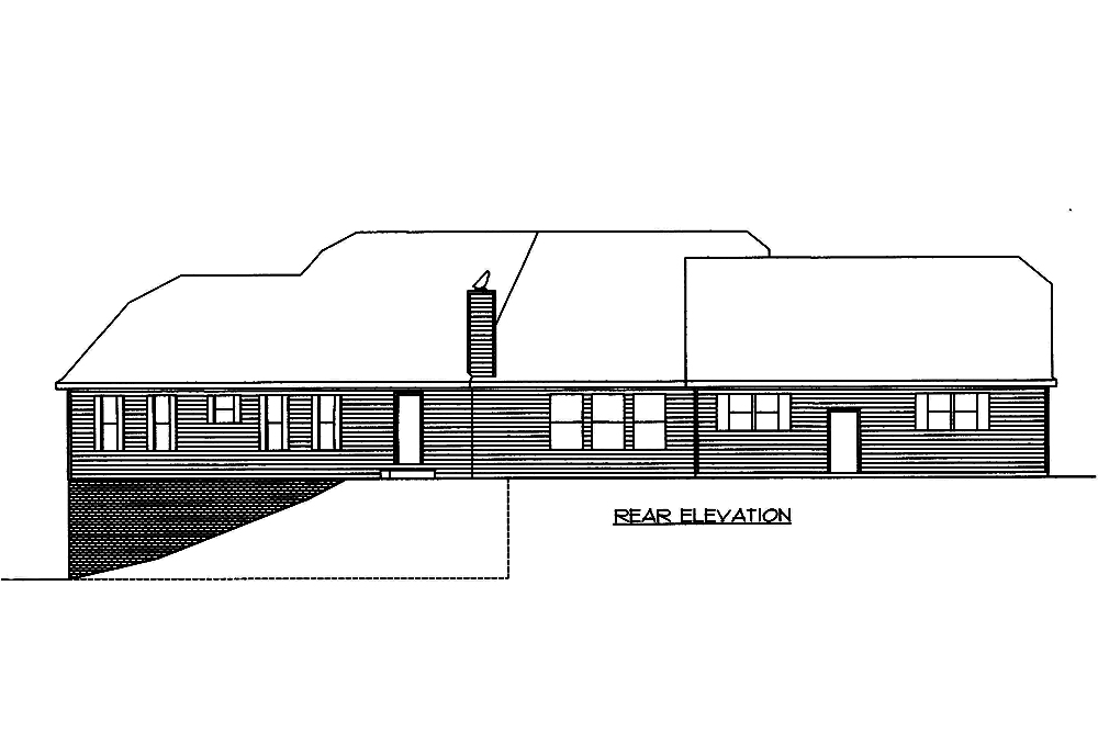 Home Plan Rear Elevation of this 4-Bedroom,4256 Sq Ft Plan -132-1556