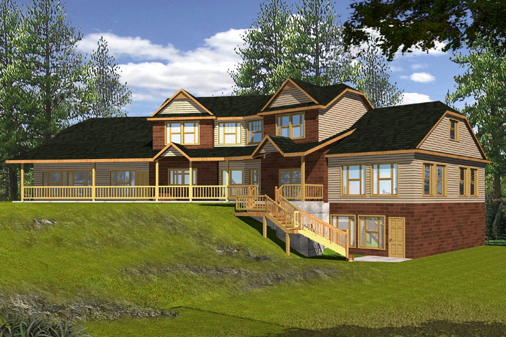 Front Elevation of this Country House (#132-1556) at The Plan Collection.