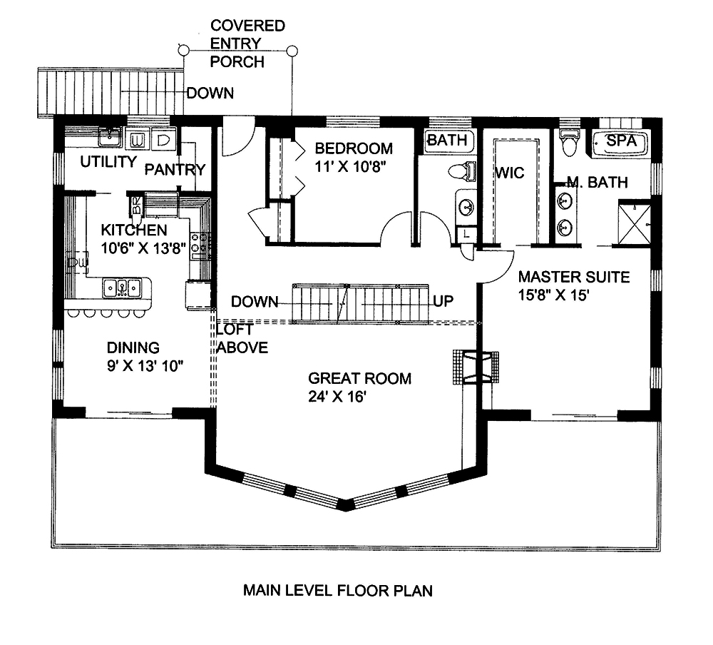 Floor Plan First Story of Cottage Plan #132-1559