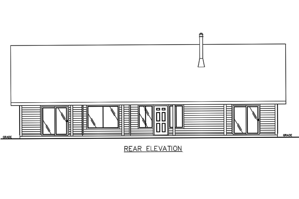 Home Plan Rear Elevation of this 2-Bedroom,1727 Sq Ft Plan -132-1565