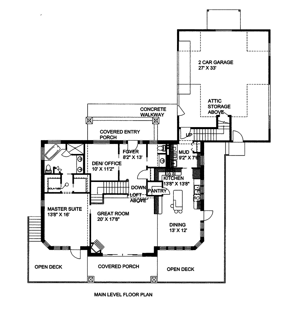 Floor Plan First Story of Craftsman Plan #132-1570
