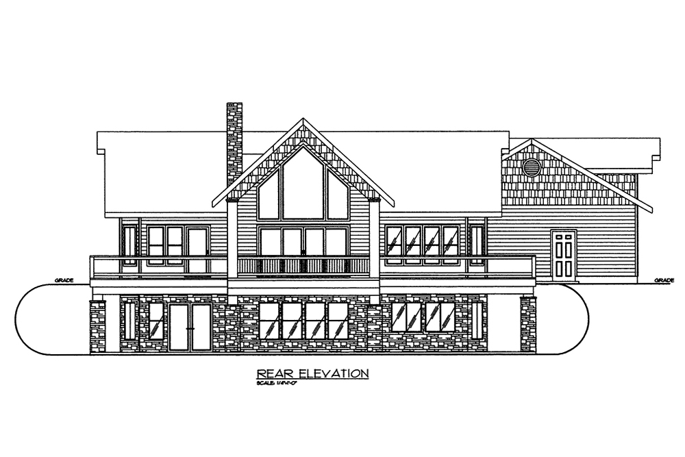 Home Plan Rear Elevation of this 2-Bedroom,3685 Sq Ft Plan -132-1570