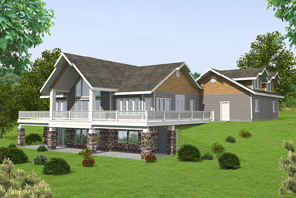 Front Elevation of this Craftsman House (#132-1570) at The Plan Collection.
