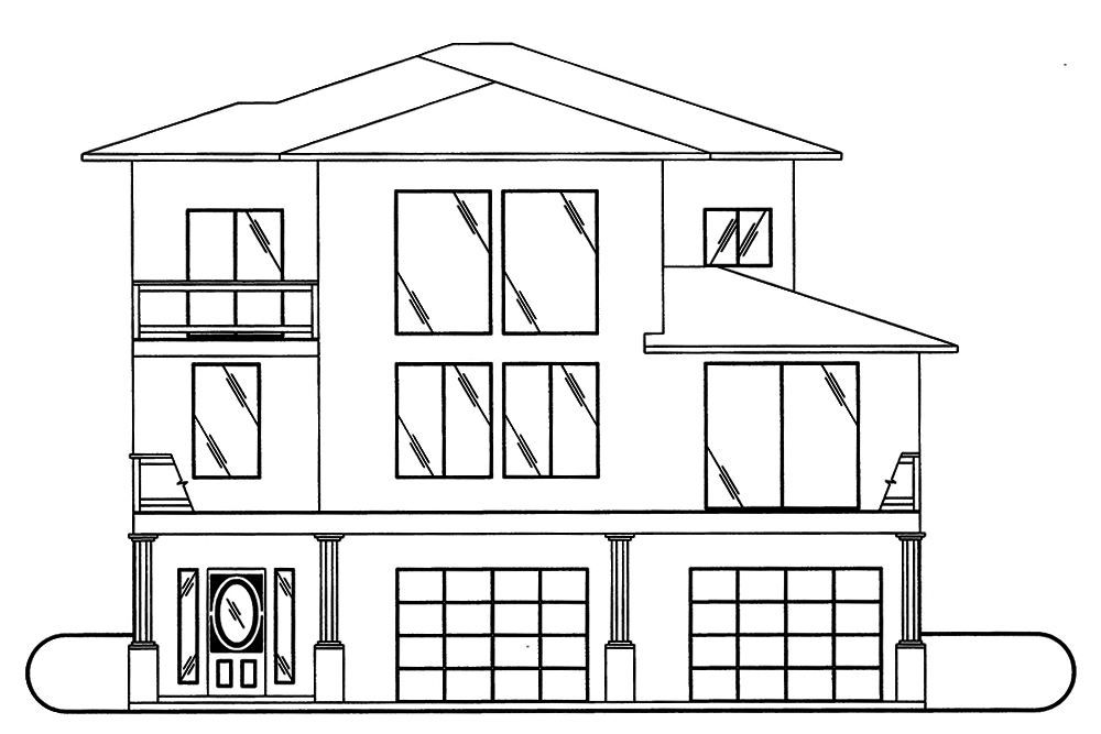 Home Plan Front Elevation of this 3-Bedroom,2697 Sq Ft Plan -132-1571