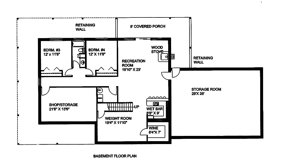 Floor Plan Basement of Craftsman Plan #132-1573