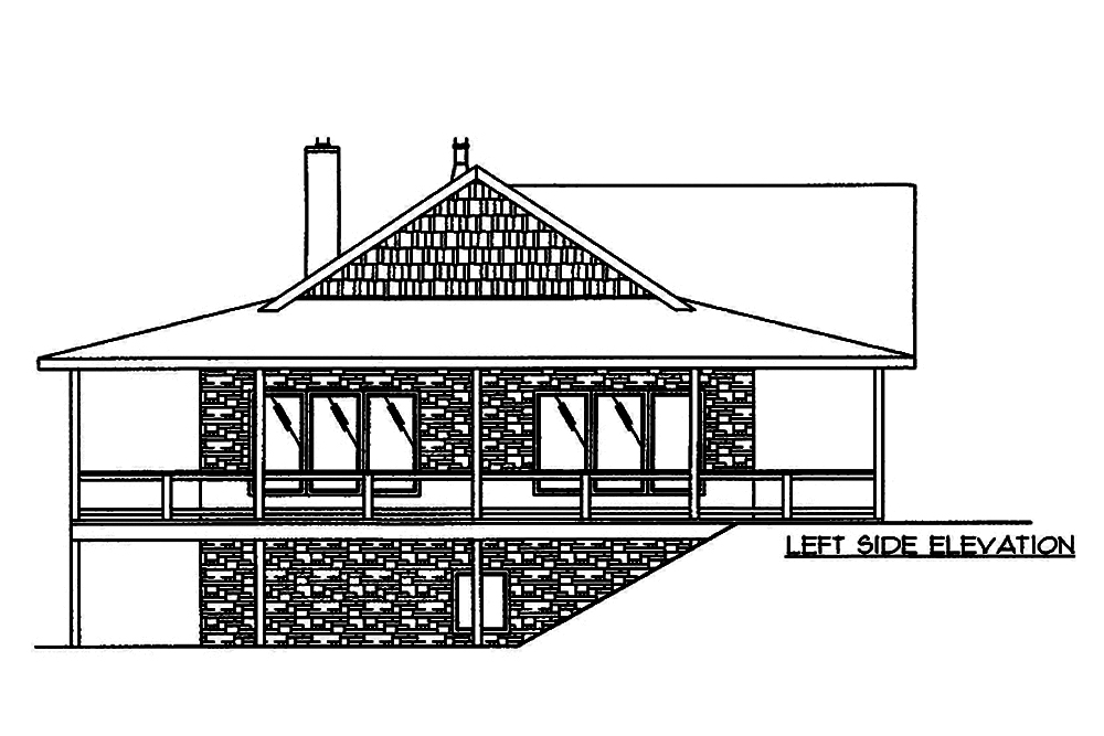 Home Plan Left Elevation of this 4-Bedroom,4016 Sq Ft Plan -132-1573
