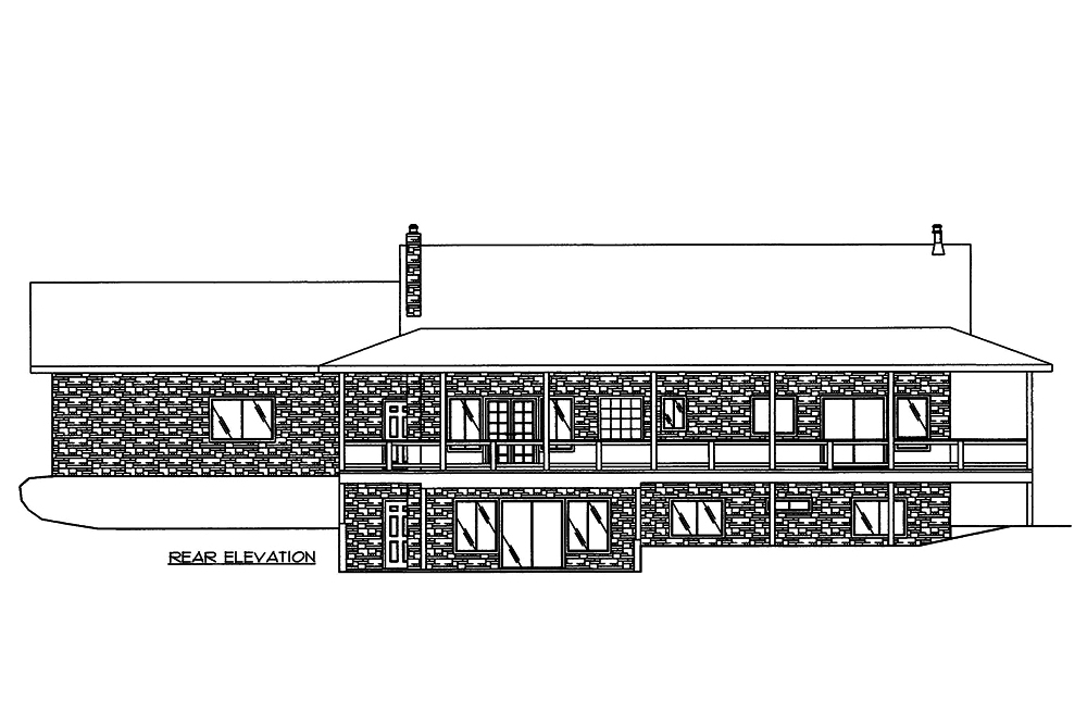 Home Plan Rear Elevation of this 4-Bedroom,4016 Sq Ft Plan -132-1573