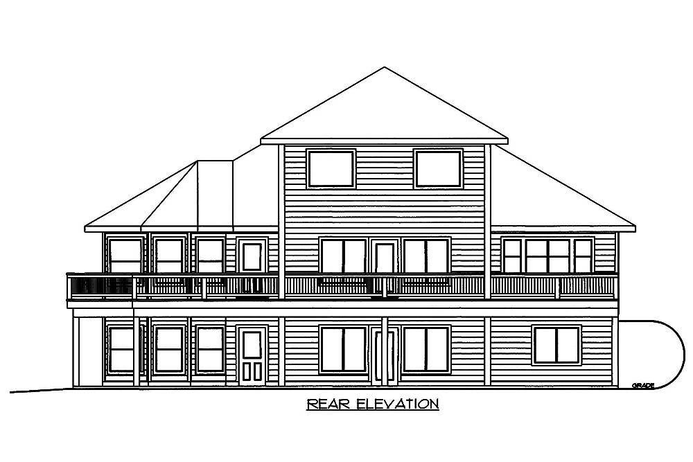 Home Plan Rear Elevation of this 5-Bedroom,4684 Sq Ft Plan -132-1578
