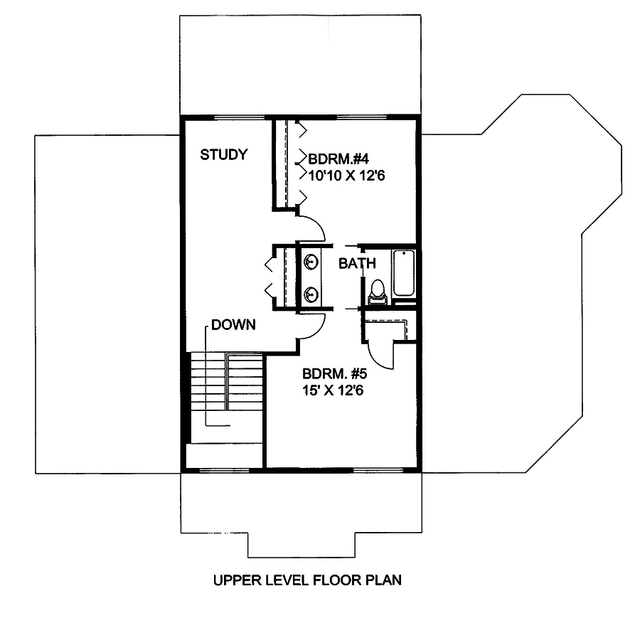 Floor Plan Second Story of Craftsman Plan #132-1578