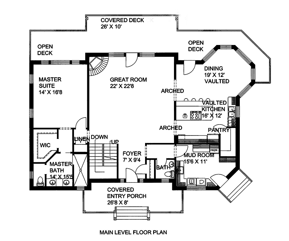 Floor Plan First Story of Craftsman Plan #132-1578