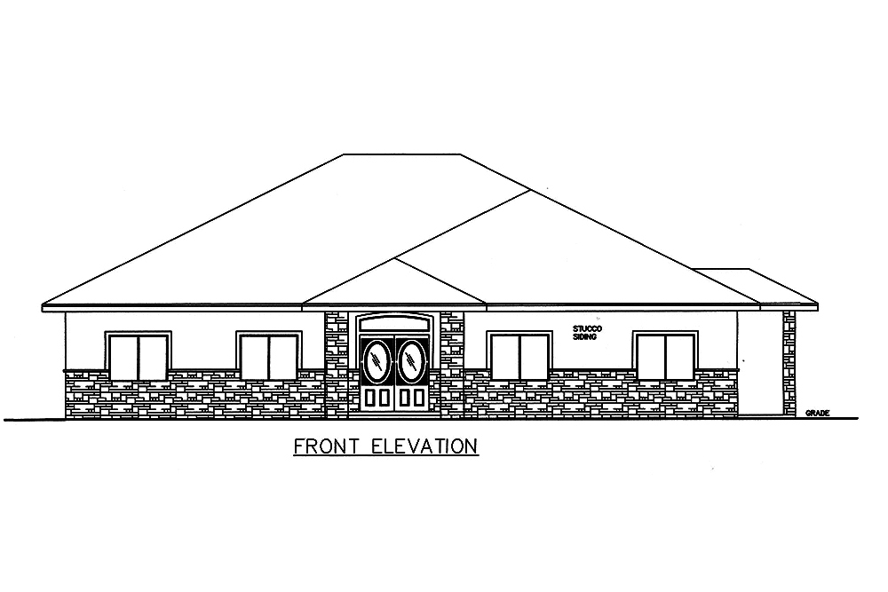 Home Plan Front Elevation of this 5-Bedroom,3002 Sq Ft Plan -132-1583