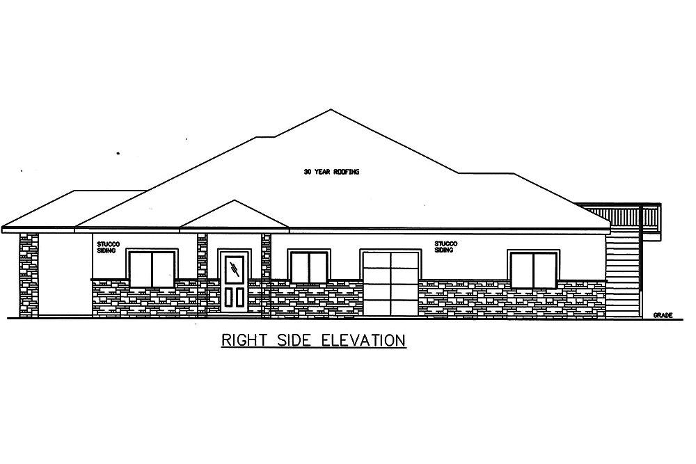 Home Plan Right Elevation of this 5-Bedroom,3002 Sq Ft Plan -132-1583