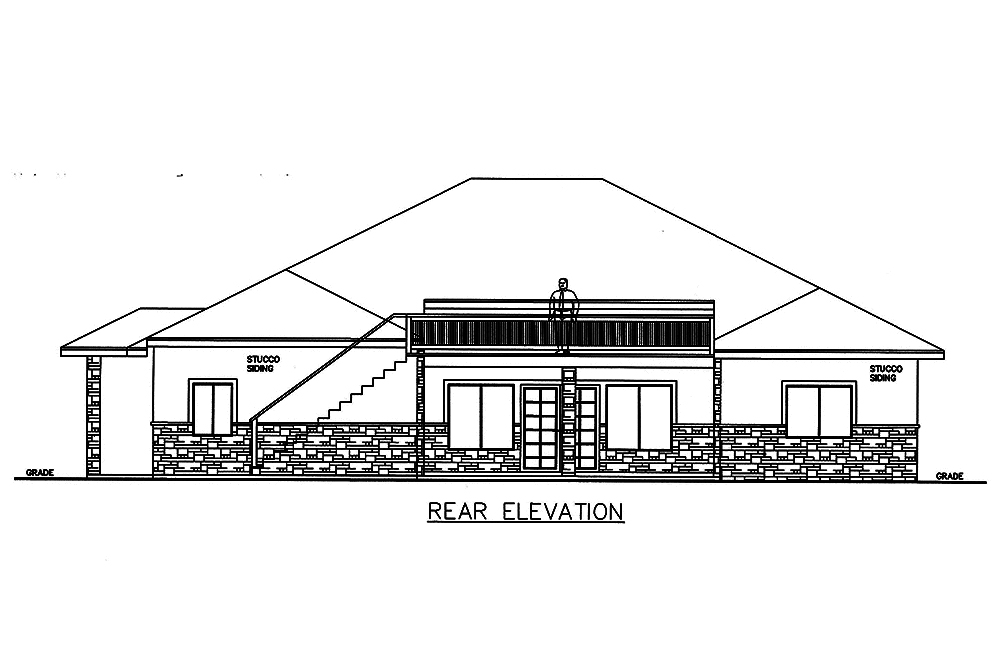 Home Plan Rear Elevation of this 5-Bedroom,3002 Sq Ft Plan -132-1583