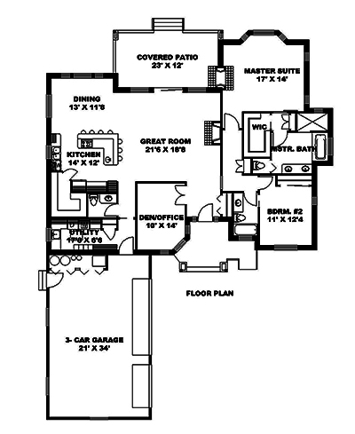Floor Plan First Story of Craftsman Plan #132-1587