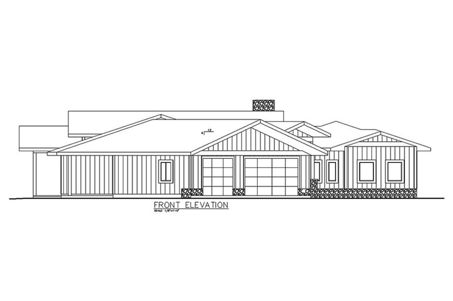 Home Plan Front Elevation of this 5-Bedroom,2943 Sq Ft Plan -132-1589