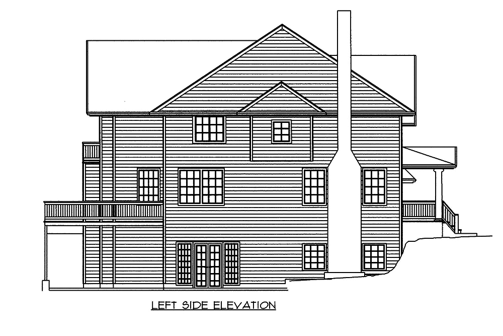 Home Plan Left Elevation of this 3-Bedroom,3928 Sq Ft Plan -132-1593