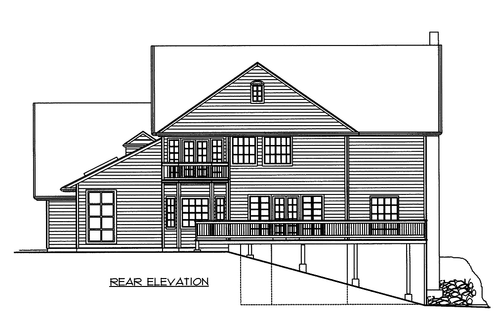 Home Plan Rear Elevation of this 3-Bedroom,3928 Sq Ft Plan -132-1593