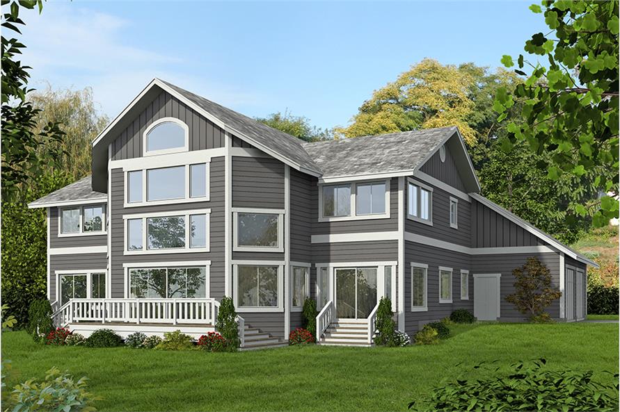 3-Bedroom, 3522 Sq Ft Contemporary Home Plan - 132-1595 - Main Exterior