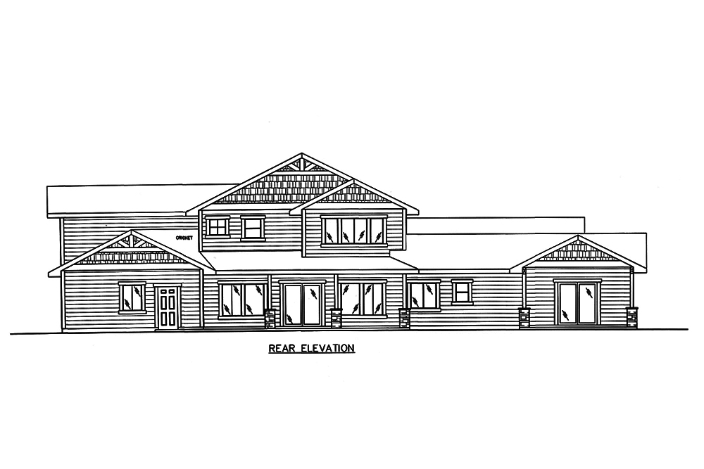 Home Plan Rear Elevation of this 5-Bedroom,4459 Sq Ft Plan -132-1597