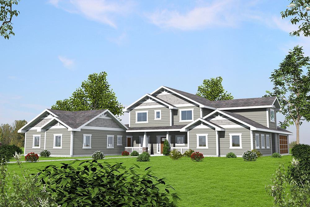 Front Elevation of this Craftsman House (#132-1597) at The Plan Collection.