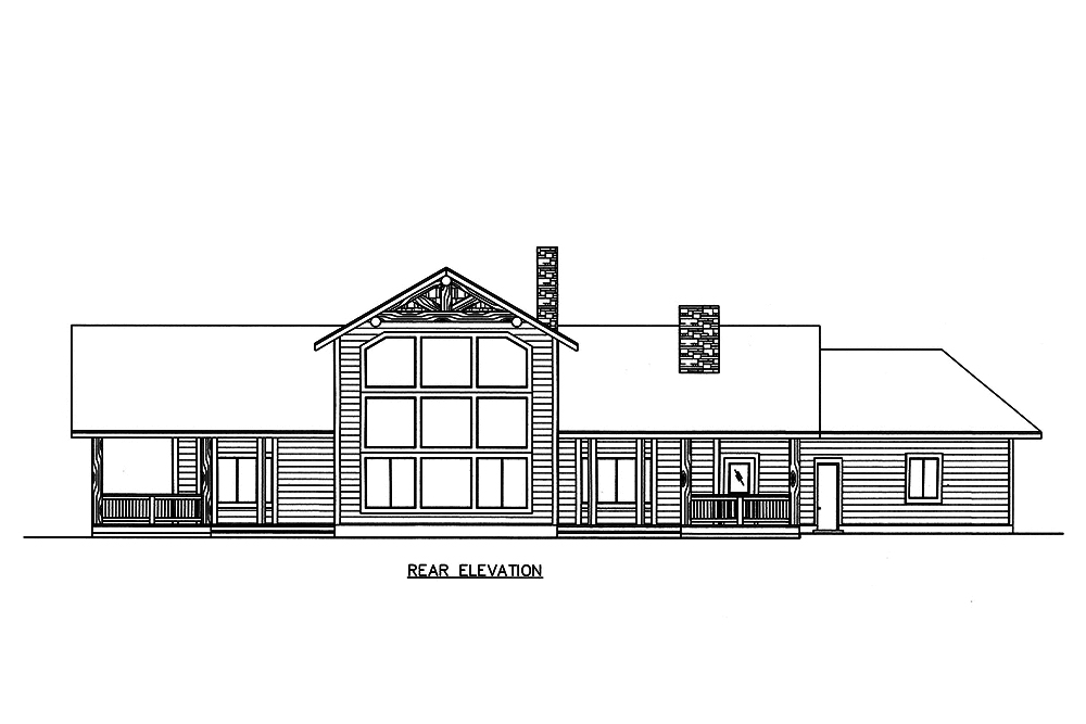 Home Plan Rear Elevation of this 3-Bedroom,2208 Sq Ft Plan -132-1598