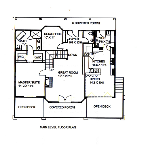 Floor Plan First Story of Southern Plan #132-1604