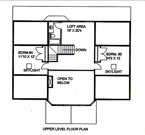 Floor Plan Second Story of Southern Plan #132-1604