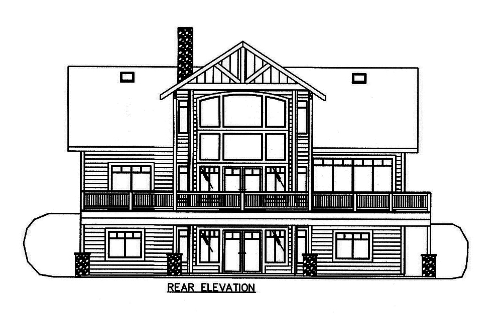 Home Plan Rear Elevation of this 5-Bedroom,4603 Sq Ft Plan -132-1604