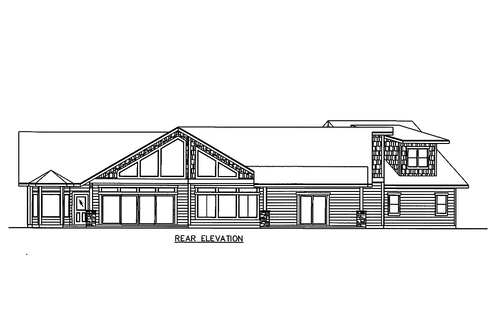 Home Plan Rear Elevation of this 3-Bedroom,3658 Sq Ft Plan -132-1607