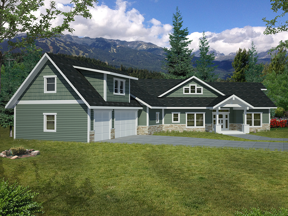 Front Elevation of this Craftsman House (#132-1607) at The Plan Collection.