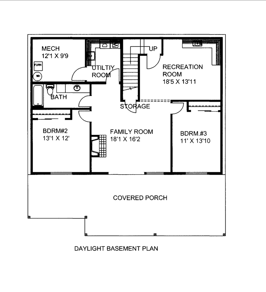 Floor Plan Basement of Cottage Plan #132-1609