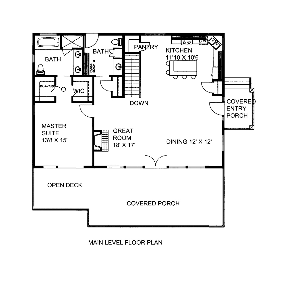 Floor Plan First Story of Cottage Plan #132-1609