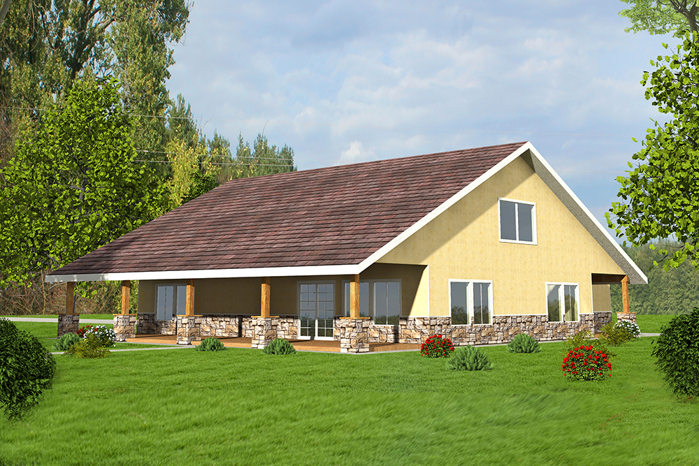 Front Elevation of this Southwest House (#132-1611) at The Plan Collection.