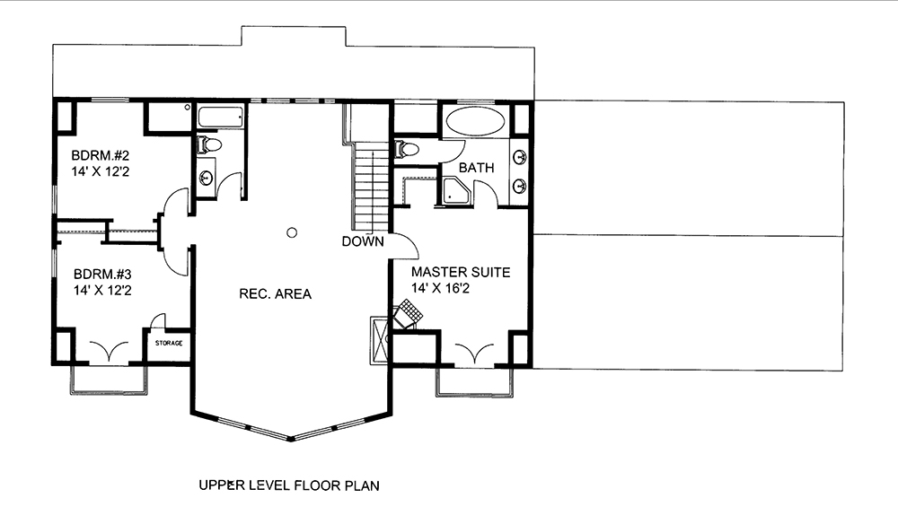 Floor Plan Second Story of Craftsman Plan #132-1612