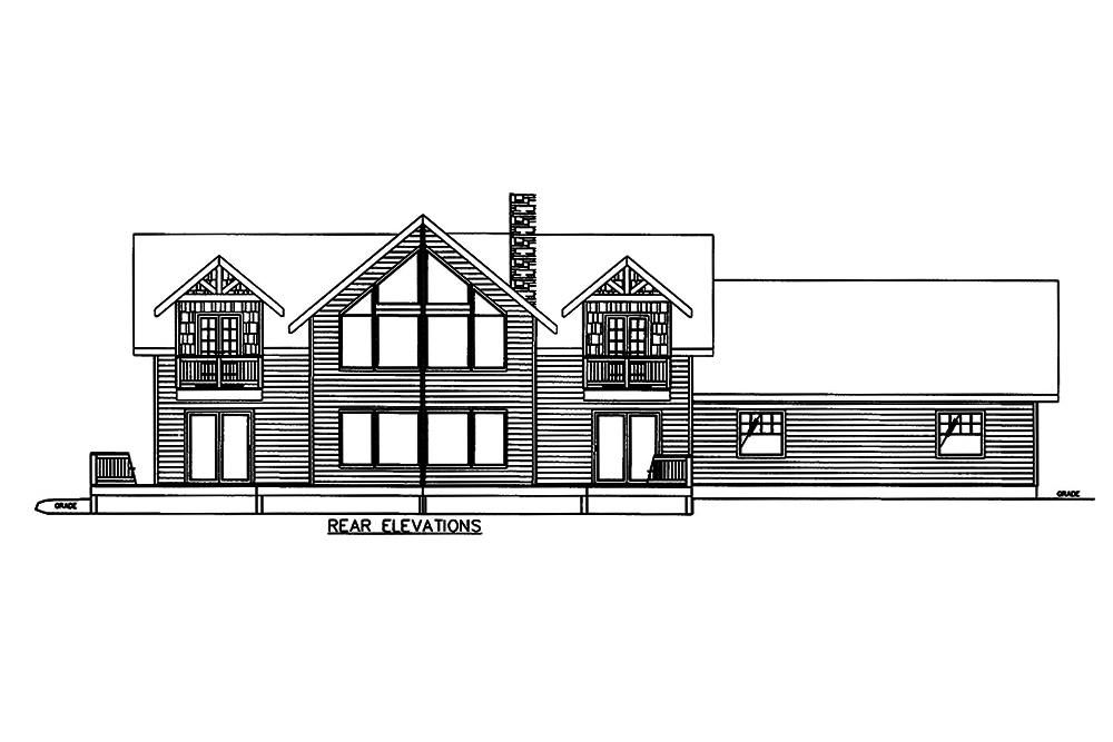 Home Plan Rear Elevation of this 4-Bedroom,2979 Sq Ft Plan -132-1612