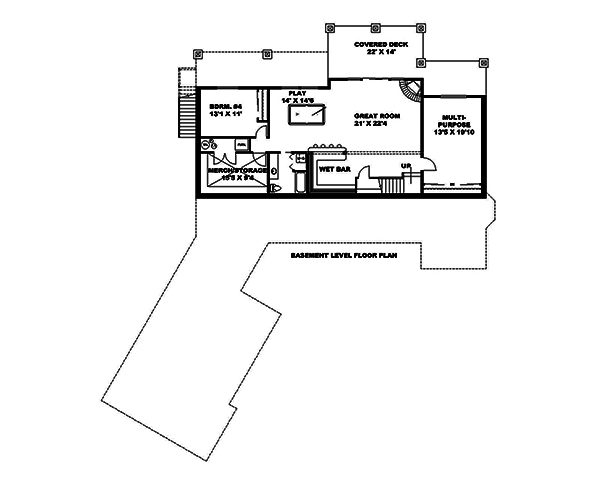 Floor Plan Basement of Craftsman Plan #132-1613