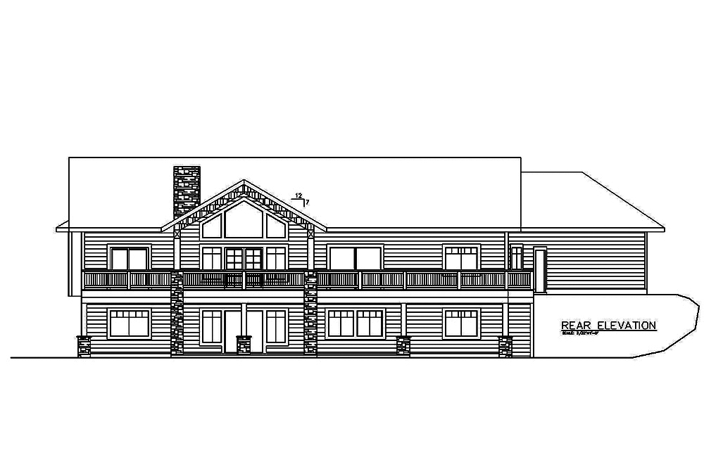 Home Plan Rear Elevation of this 4-Bedroom,4405 Sq Ft Plan -132-1613