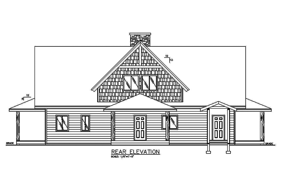 Home Plan Rear Elevation of this 3-Bedroom,2625 Sq Ft Plan -132-1615