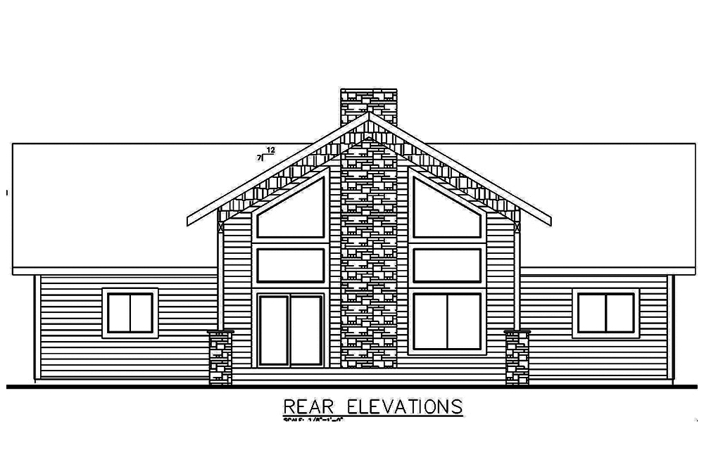 Home Plan Rear Elevation of this 3-Bedroom,2324 Sq Ft Plan -132-1616