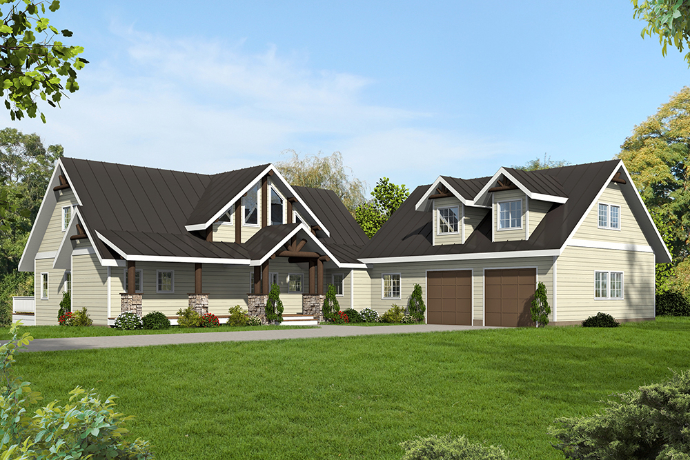 Front Elevation of this Craftsman House (#132-1618) at The Plan Collection.