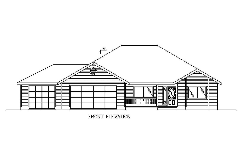 Home Plan Front Elevation of this 3-Bedroom,1804 Sq Ft Plan -132-1619
