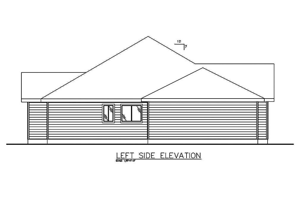 Home Plan Left Elevation of this 3-Bedroom,1804 Sq Ft Plan -132-1619