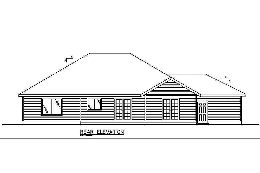 Home Plan Rear Elevation of this 3-Bedroom,1804 Sq Ft Plan -132-1619