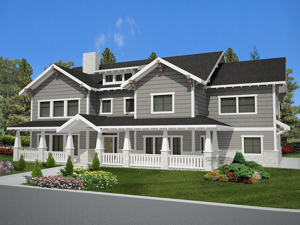 Front Elevation of this Craftsman House (#132-1621) at The Plan Collection.