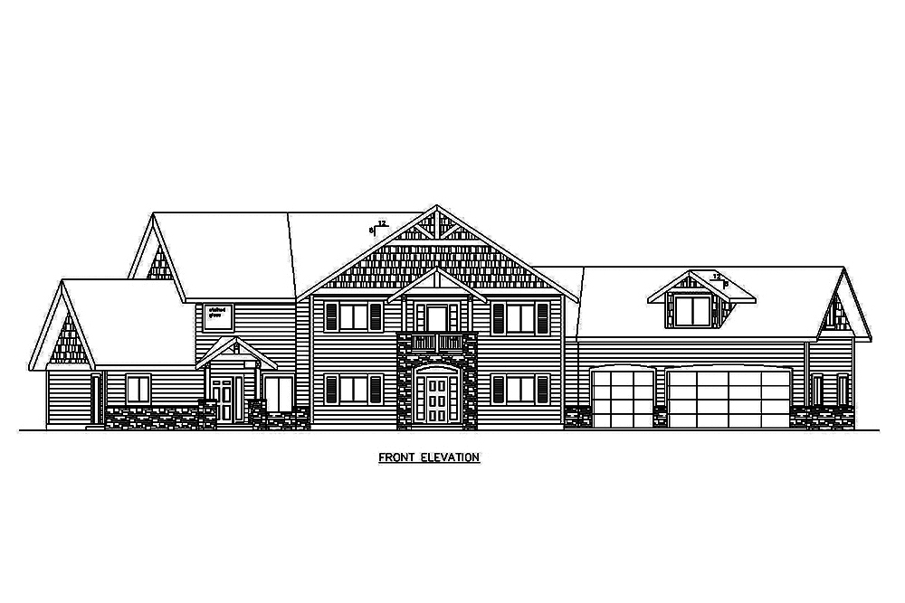 Home Plan Front Elevation of this 5-Bedroom,6058 Sq Ft Plan -132-1622