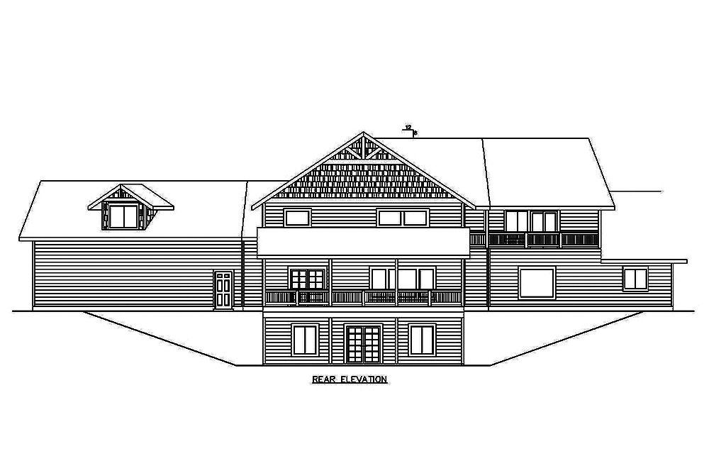 Home Plan Rear Elevation of this 5-Bedroom,6058 Sq Ft Plan -132-1622